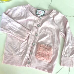 Joseph A. Girls Toddler Rhinestone Pink Button Down Knit Cardigan Sweater 2T